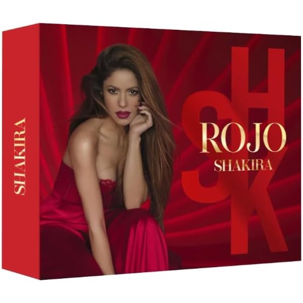 Puig Eau de Toilette Rojo de Shakira, de 50 ml con vaporizador, Body milk 75 ml, estuche de colonia, para mujeres