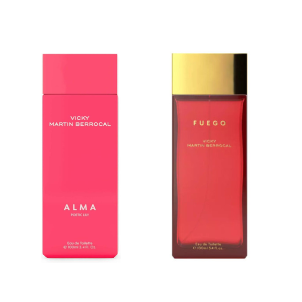 Pack Nuvaria Eau de Toilette Alma de 100 ml, Fuego de 100 ml, con caja, colonias para mujeres