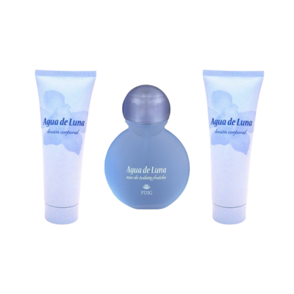 Puig Eau de Toilette Agua de Luna de 100 ml natural splash, sin caja, 2 geles de baño, para mujeres