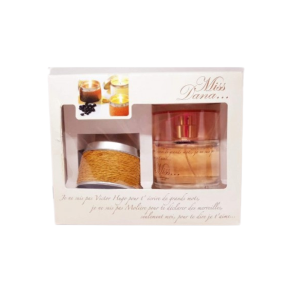 Dana Eau de Toilette Miss Dana de 100 ml, con vaporizador, vela aromática de canela, para mujeres