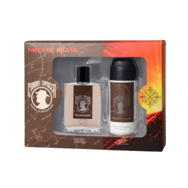 Coronel Tapioca Eau de Toilette Volcanic Island, de 100 ml con vaporizador, desodorante de 150 ml, estuche de colonia, hombres