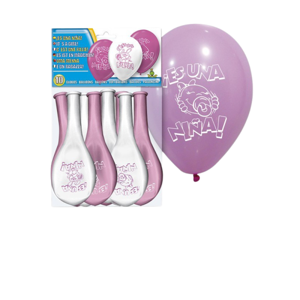 Set 10 globos es una niña, 1 set