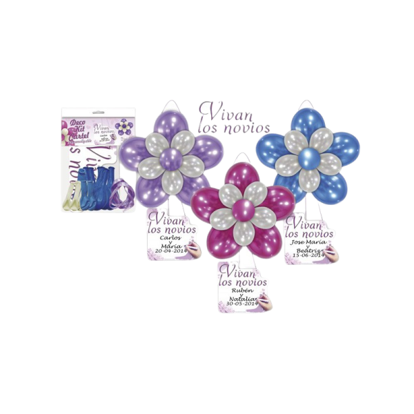 Deco kit Globos con cartel "Vivan los novios", color lila, 1 kit
