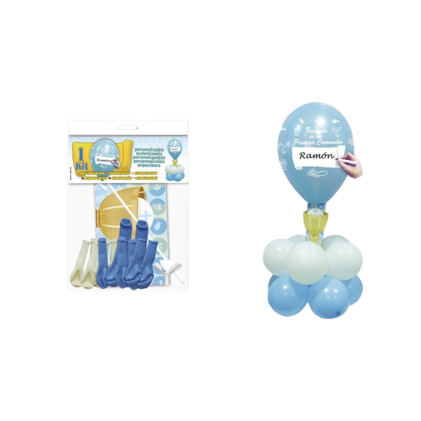 Deco kit Centro de Globos Comunión, color azul, 1 kit