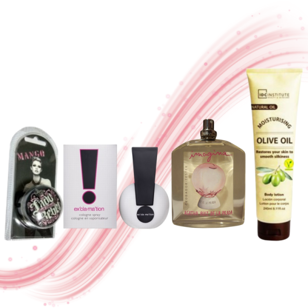 Pack Tester Imagina de Agatha Ruiz de la Prada, Coty Exclamation, idc institute, bálsamo labial mango, para mujeres