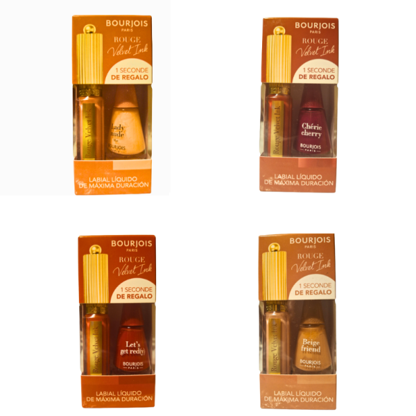 Duo Velvet Ink brillo labial fijo y laca de uñas de Bourjois, 1 pack, varios tonos a escoger, para mujeres