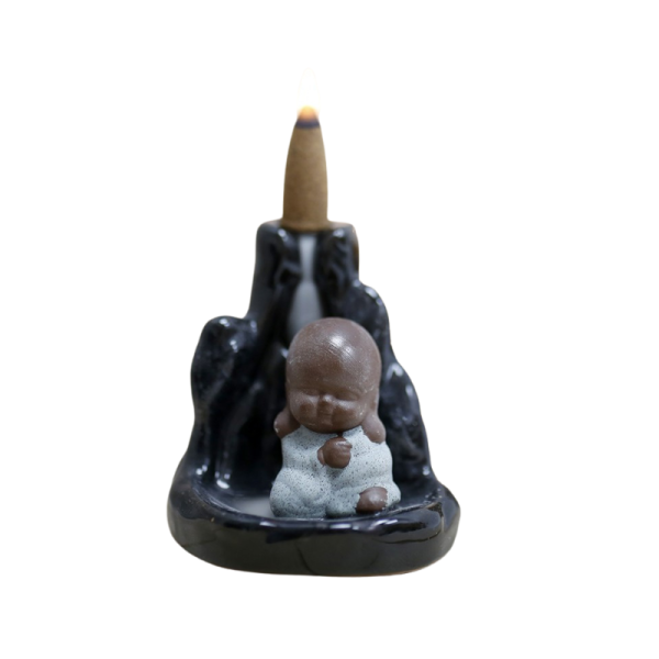 Quemador buda en color azul para incienso de cascada de humo, 1 unidad, decoración para el hogar