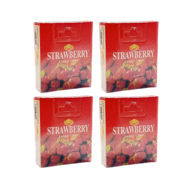 SAC Inciensos en Conos Fresa, 4 cajitas, 10 conos por cajita, incienso para el hogar