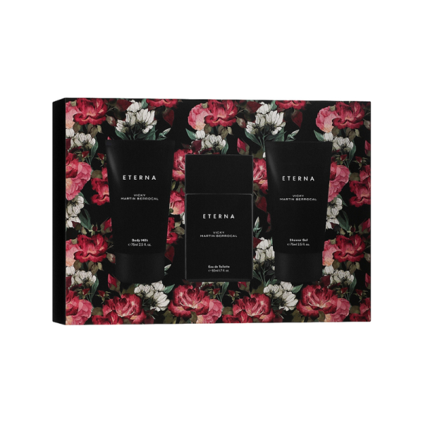 Nuvaria Eau de Toilette Eterna de Vicky Martin Berrocal, 50 ml vaporizador, body milk 75 ml, shower gel 75 ml, para mujeres