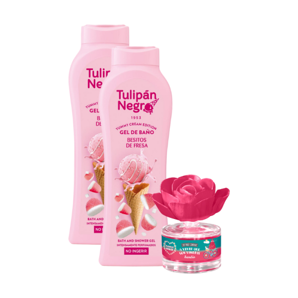 Pack The Fruit Company flor difusora sandía y gel de baño Briseis besitos de fresa, aromas y cuidados corporales