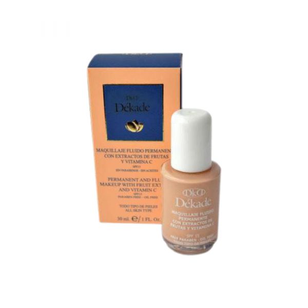 Dékade Maquillaje fluido permanente con extractos de frutas, 30 ml, 1 unidad, con caja, maquillaje para el rostro